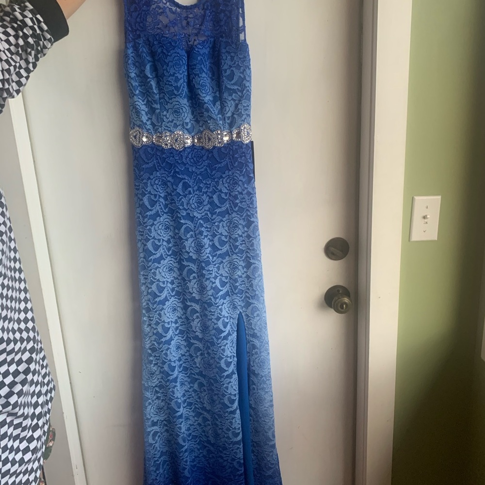 City Triangles prom dress gradient blue sparkly